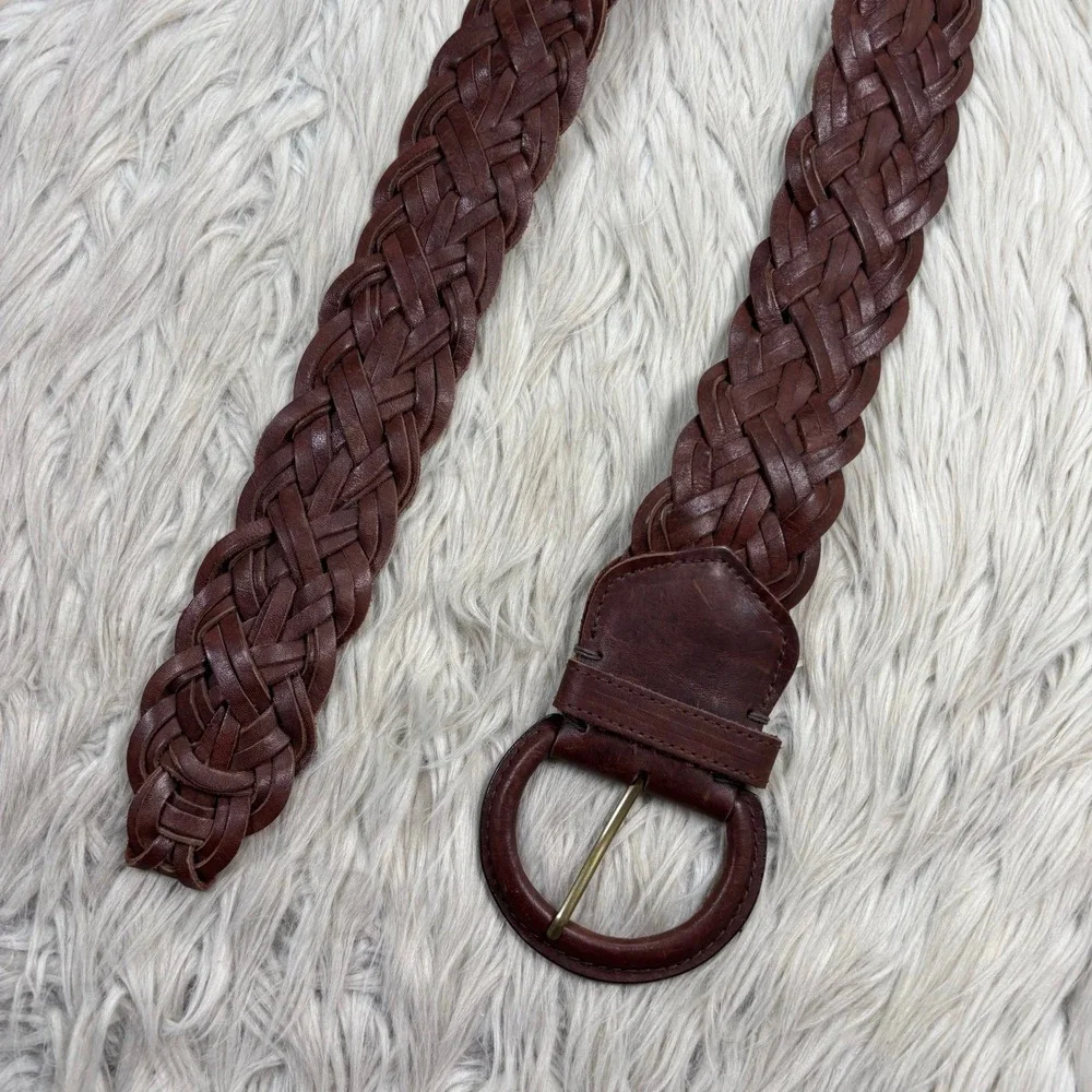 Vintage Y2K Abercrombie & Fitch XS S Brown Chunky Woven Belt Boho Western Preppy